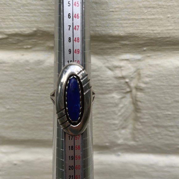 Vintage Sterling Silver Lapis Oval Ring by Navajo Artist PP - Picture 10 of 16